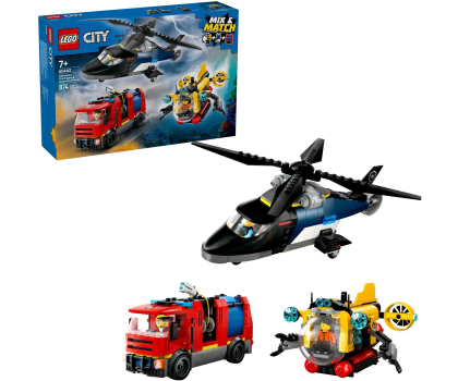 Klocki LEGO® LEGO City 60462 Zestaw z helikopterem, wozem strażackim i łodzią